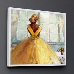 Πίνακας με φύλλο χρυσού, Το κορίτσι με το φόρεμα, 100x100 εκ . W-9922B Πίνακας με φύλλο χρυσού, Το κορίτσι με το φόρεμα, 100x100 εκ . W-9922B